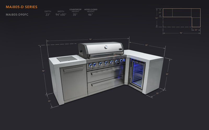 Mont Alpi 805 Deluxe Island with a 90 Degree Corner and a Fridge Cabinet - Image 2