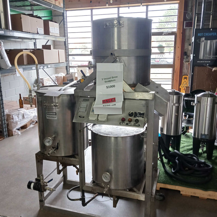 30 Gallon 3-Vessel System with Burners, Pump and Stainless Steel Kettles [USED] *SOLD*    - Toronto Brewing