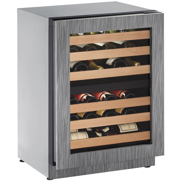 U-Line Wine Captain 43 Bottle Dual Zone Wine Refrigerator with Panel Overlay Integrated Frame Glass Door