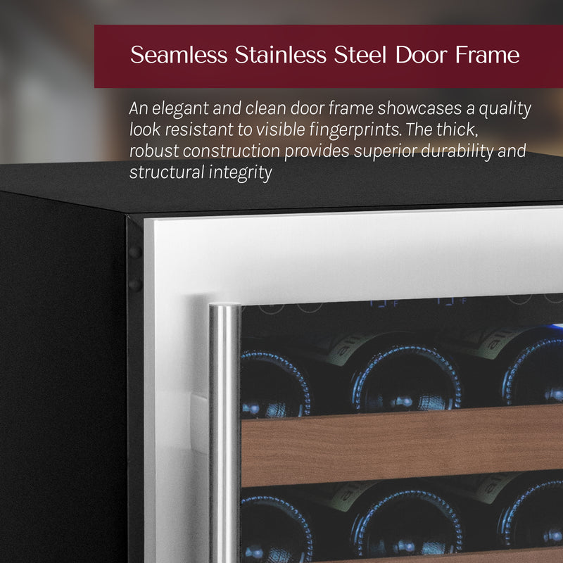 Allavino Reserva Series 102 Bottle Dual Zone Built-in Luxury Wine Refrigerator with Stainless Steel Doors - Side-by-Side