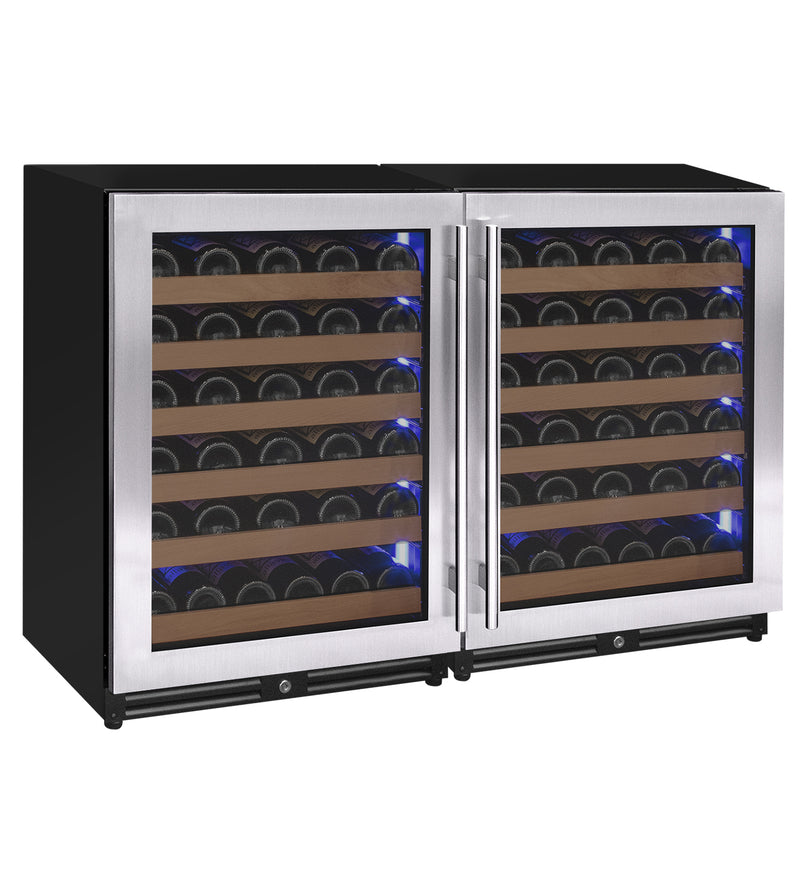 Allavino Reserva Series 102 Bottle Dual Zone Built-in Luxury Wine Refrigerator with Stainless Steel Doors - Side-by-Side