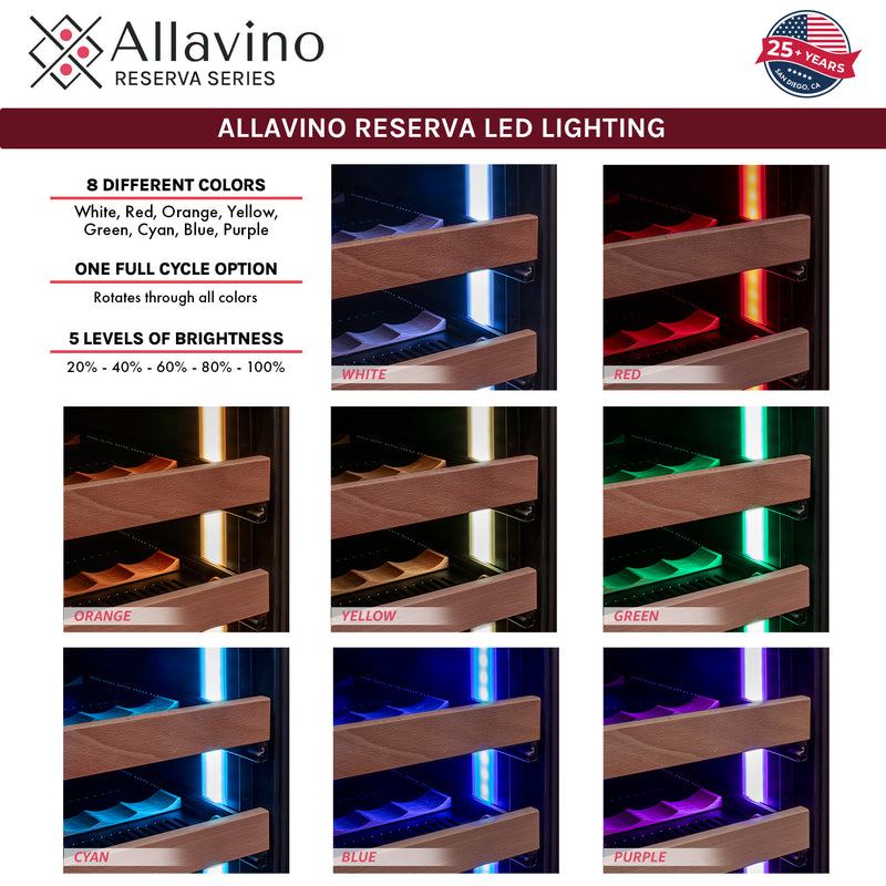 Allavino Reserva Series 344 Bottle Four Zone Built-In Side-by-Side Wine Refrigerator with Stainless Steel Doors