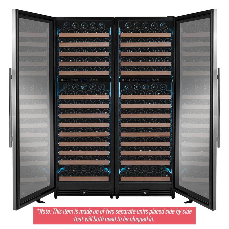 Allavino Reserva Series 344 Bottle Four Zone Built-In Side-by-Side Wine Refrigerator with Stainless Steel Doors