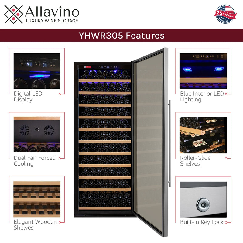 Allavino Vite Series 610 Bottle Tall Dual Zone Side-by-Side Wine Refrigerators with Stainless Steel Doors