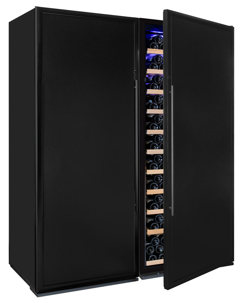 Allavino Vite Series 610 Bottle Dual Zone Freestanding Large Capacity Side-by-Side Wine Refrigerator with Solid Black Doors