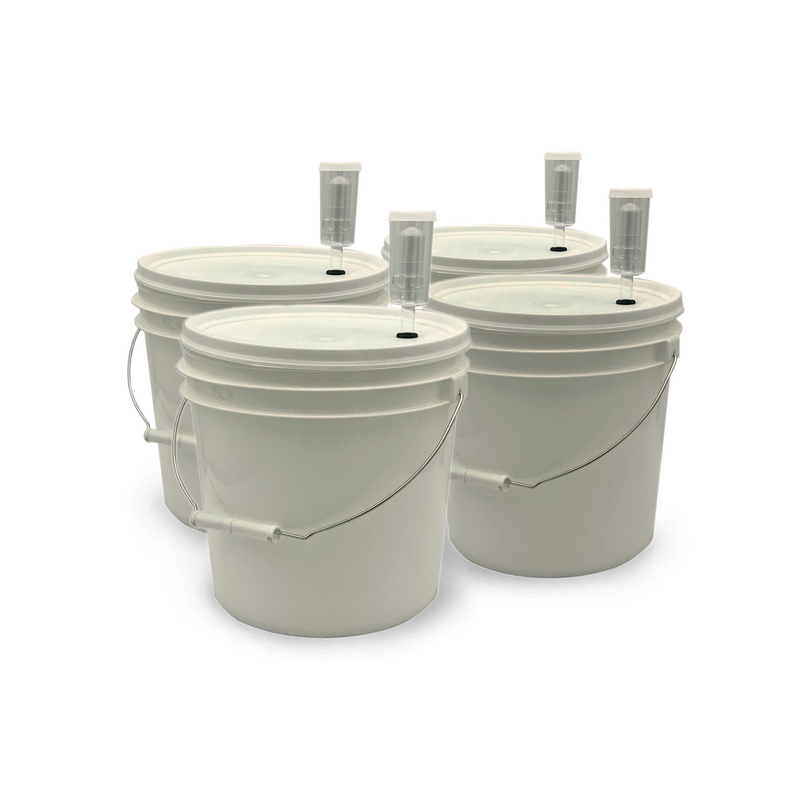 2 Gallon Food Grade Fermenting Bucket with Grommeted Lid and 3-Piece Airlock (4 Pack Kit) - Toronto Brewing