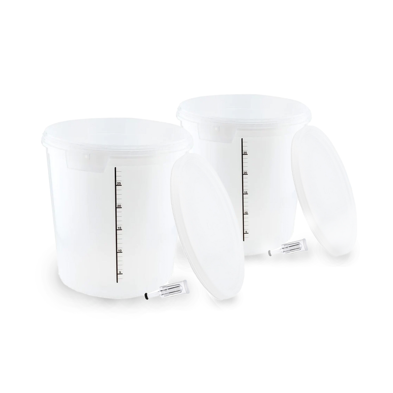 8.5 Gallon Food Grade Fermentation Bucket with Drilled Lid, Grommet and Airlock (2 Pack)    - Toronto Brewing