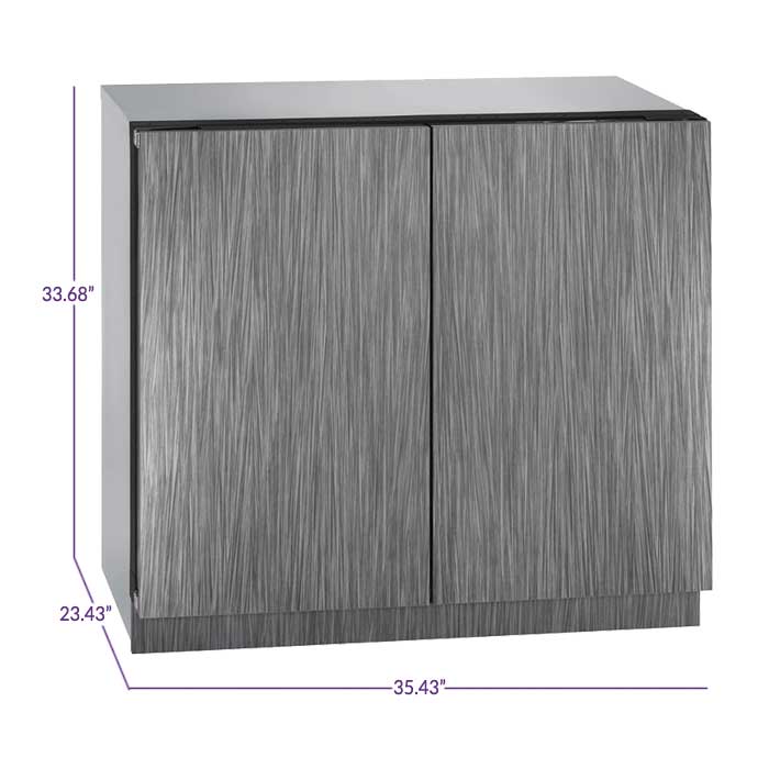 U-Line 36" Wide 3000 Series 62 Bottle Dual Zone Panel Overlay Wine Refrigerator