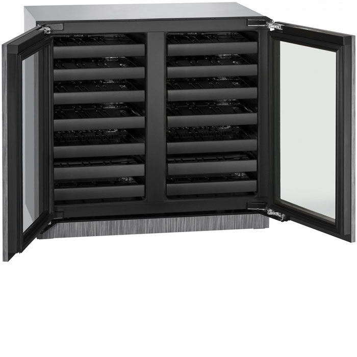 U-Line 36" Wide 3000 Series 62 Bottle Dual Zone Panel Overlay Wine Refrigerator