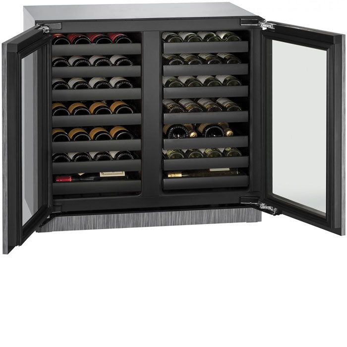 U-Line 36" Wide 3000 Series 62 Bottle Dual Zone Panel Overlay Wine Refrigerator