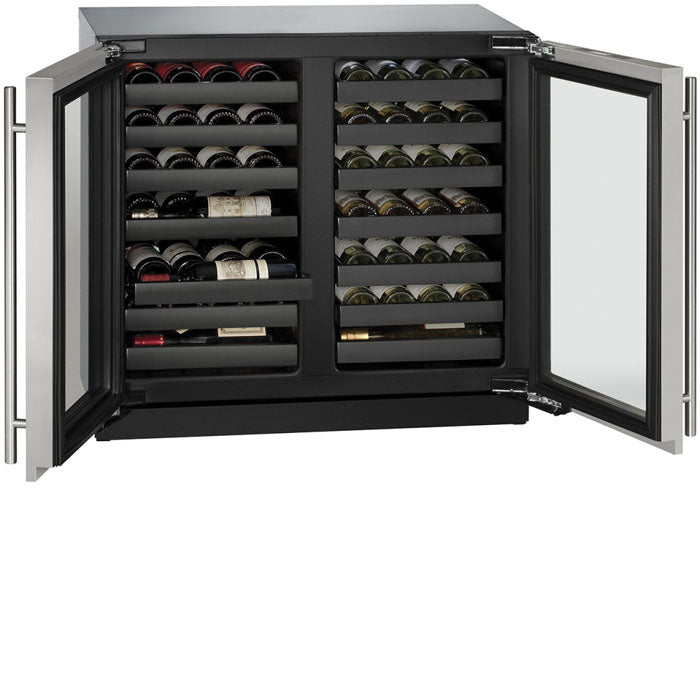 U-Line 36" Wide 3000 Series Dual Zone Stainless Steel Wine Refrigerator