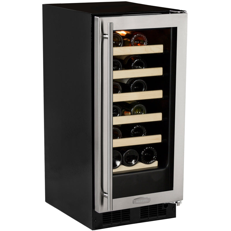 Marvel 15" Wide 23 Bottle Single Zone Stainless Steel Wine Refrigerator