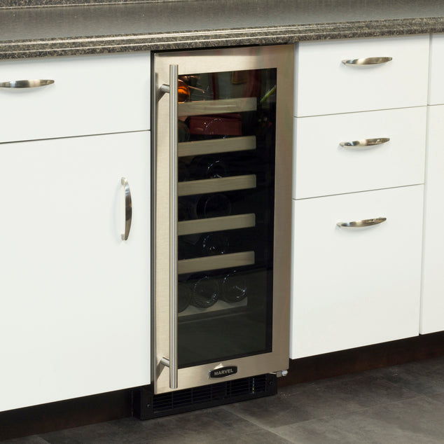 Marvel 15" Wide 23 Bottle Single Zone Stainless Steel Wine Refrigerator