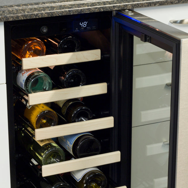 Marvel 15" Wide 23 Bottle Single Zone Stainless Steel Wine Refrigerator