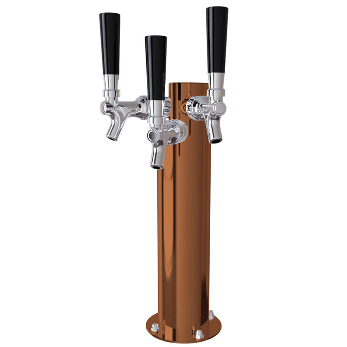 Stainless Steel Cylinder Beer Tower - Triple Tap (Air Chilled) Candy Copper   - Toronto Brewing