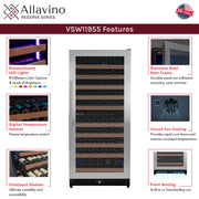 Allavino reserva 3Z-VSW11955-S stainless steel three zone wine refrigerator