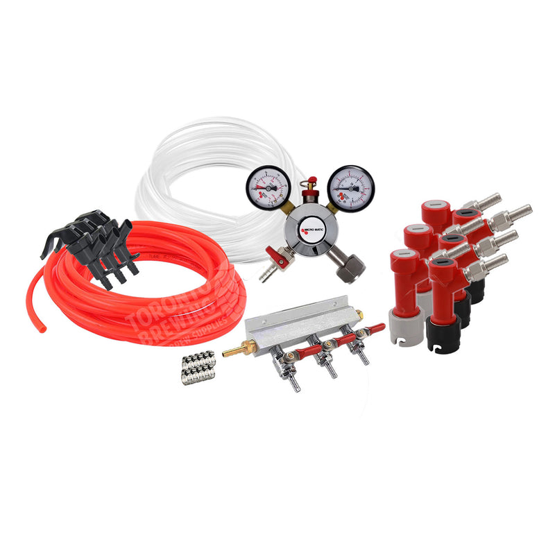 Homebrew Kegging Kit Pin Lock with 3-Way Manifold and Picnic Faucets    - Toronto Brewing