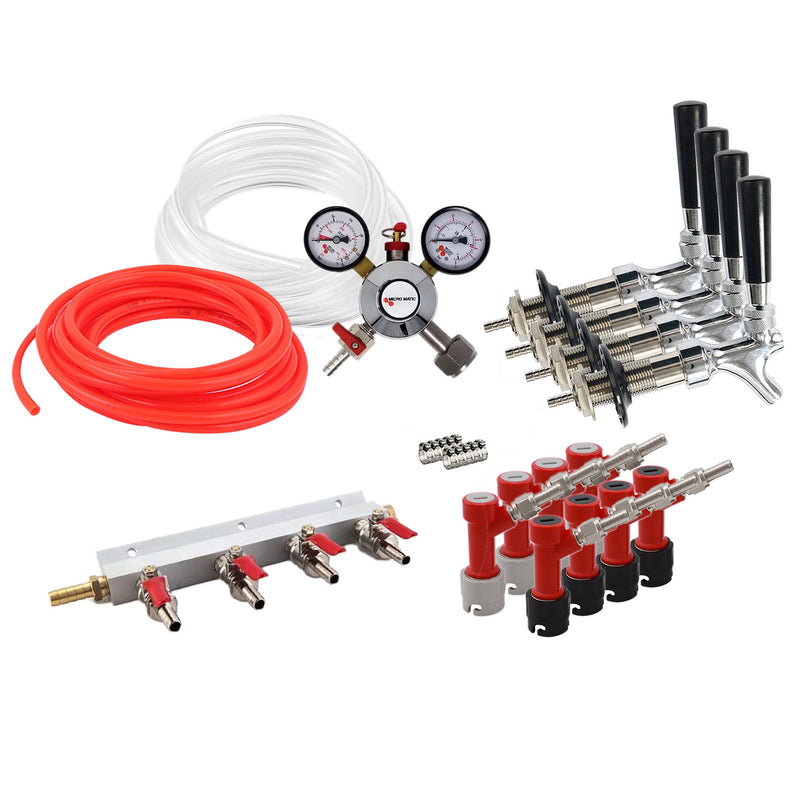 Homebrew Kegging Kit Pin Lock with 4-Way Manifold, Shanks and Faucets    - Toronto Brewing