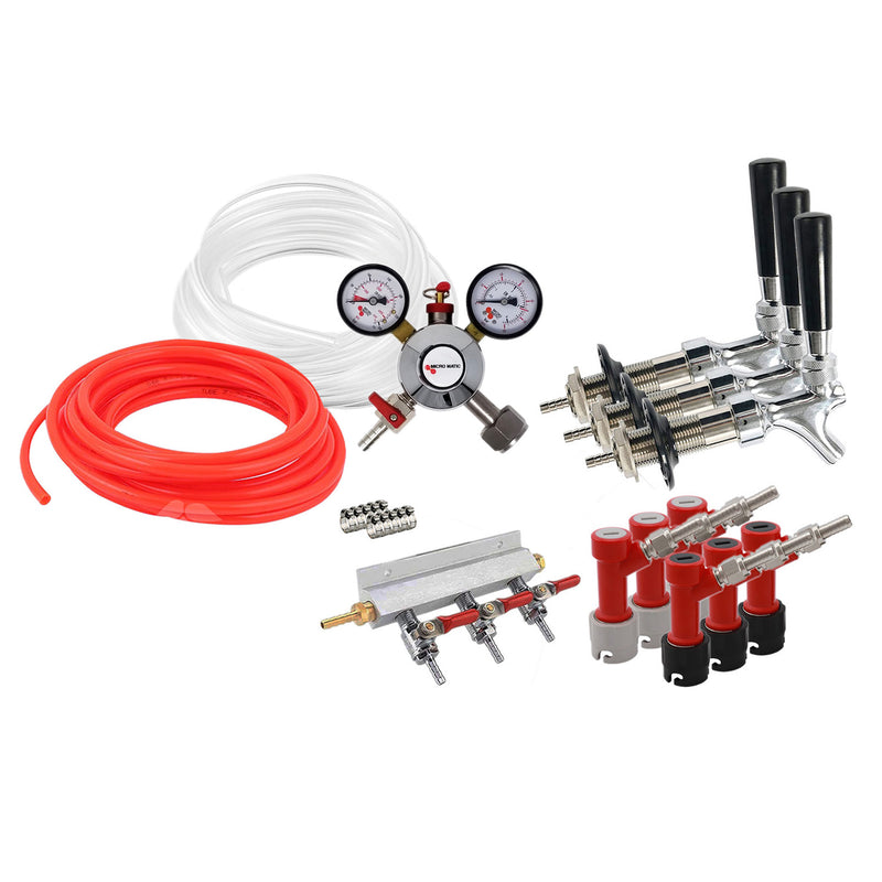 Homebrew Kegging Kit Pin Lock with 3-Way Manifold, Shanks and Faucets    - Toronto Brewing