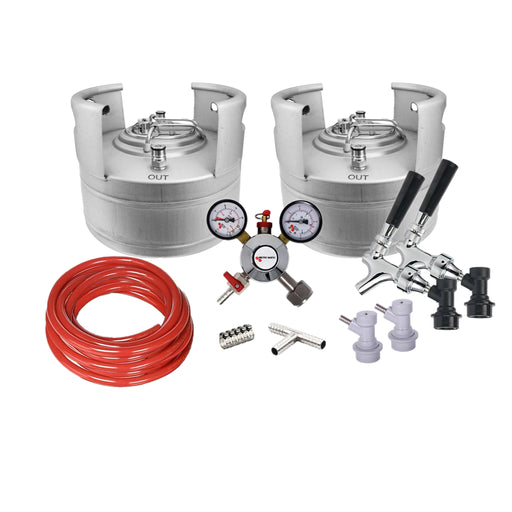 Ball Lock Homebrew Kegging Kit for Two 1.5 Gallon Cornelius Kegs with Faucet Adapter and Regulator    - Toronto Brewing