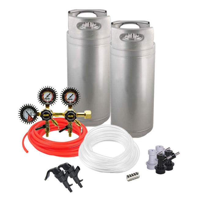 Ball Lock Homebrew Kegging Kit for Two 5 Gallon Corny Kegs with Picnic Taps, and Dual Product Regulator    - Toronto Brewing