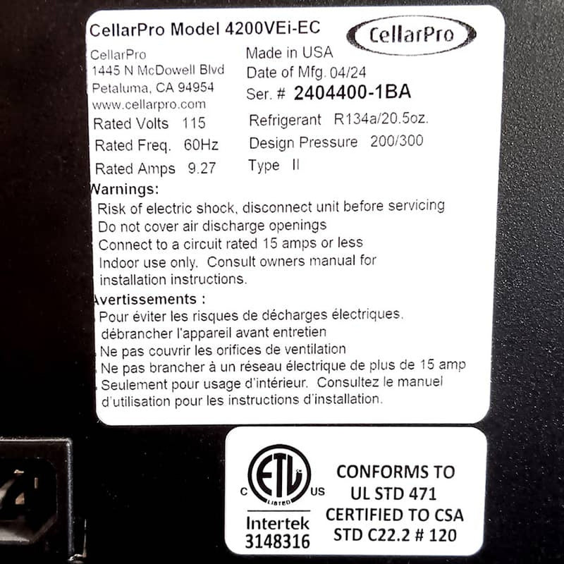 CellarPro 4200VEi Cooling Unit