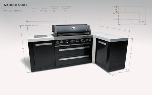 Mont Alpi 805 Black Stainless Steel Island with a 90 Degree Corner - Image 2