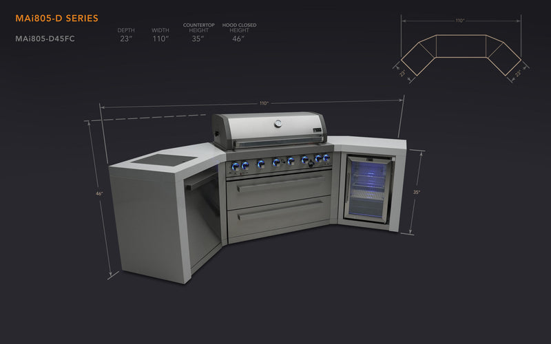 Mont Alpi 805 Deluxe Island with 45 Degree Corners and a Fridge Cabinet - Image 2