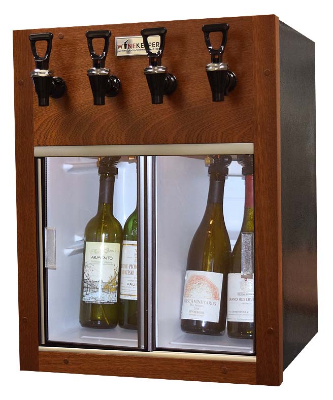 WineKeeper Napa 4 Bottle 2 Red 2 White Wine Dispenser Preservation Unit - Mahogany