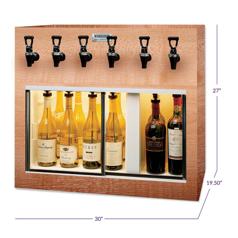 WineKeeper Monterey 6 Bottle Wine Dispenser Preservation Unit - Oak
