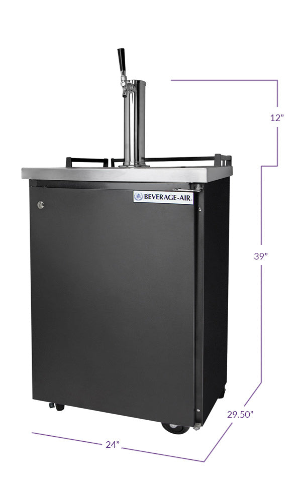 Beverage-Air 24" Wide Single Tap Black Commercial Kegerator