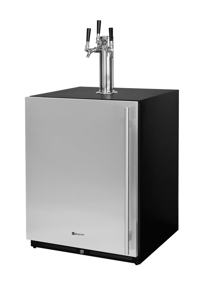 Kegco 24" Wide Triple Tap Stainless Steel Built-In Left Hinge ADA Kegerator