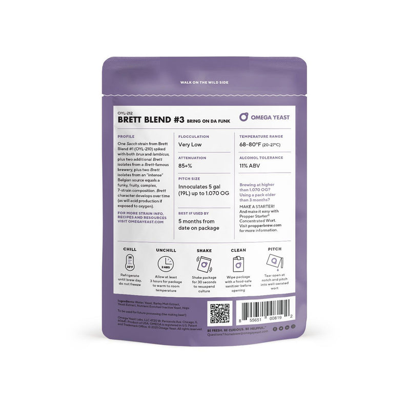 Omega Yeast Labs | OYL-212 - Brettanomyces Blend #3 : BRING ON DA FUNK    - Toronto Brewing