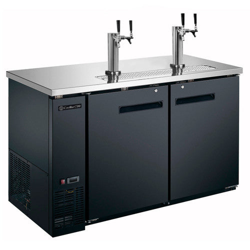 Coolbar Commercial Kegerator, 2 doors, 58" Wide, 27” Deep, 2-Tap Towers (CDD-58-ASM)