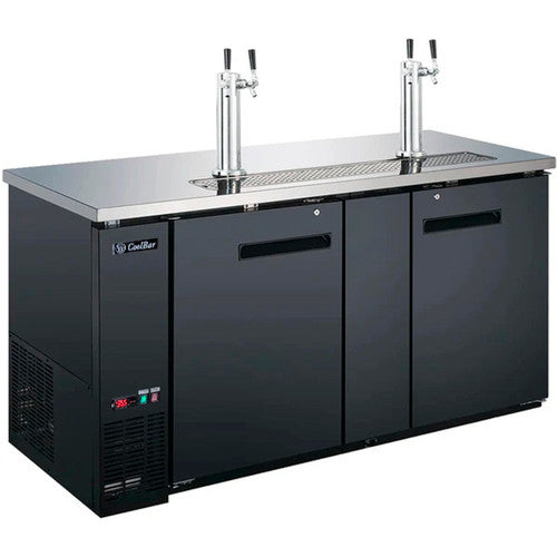 Coolbar Commercial Kegerator and Mobile Bar, 2 doors, 69" Wide, 27” Deep, 2-Tap Towers (CDD-69-ASM)