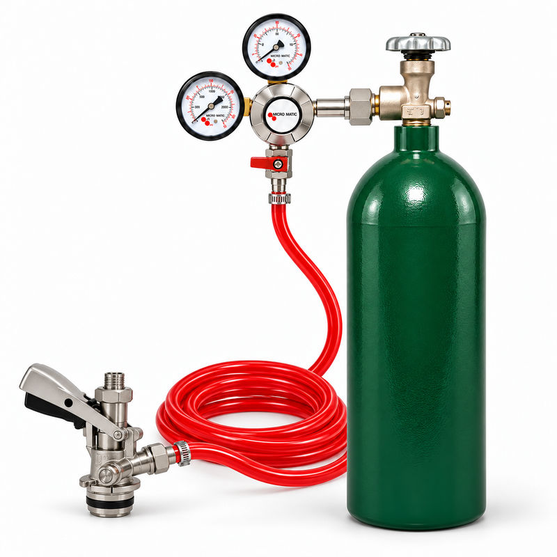 Nitrogen Gas Tank and Regulator with Sanke U Type Guinness Coupler
