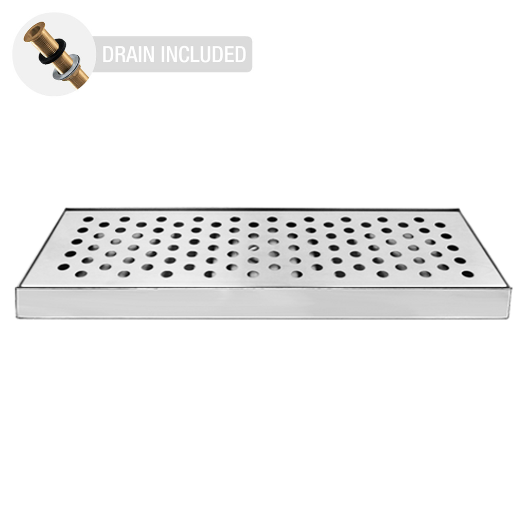 Countertop Drip Tray | Stainless Steel with Drain (15" x 5")