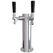 Stainless Steel Cylinder Beer Tower - Dual Tap (Air Chilled) Chrome   - Toronto Brewing