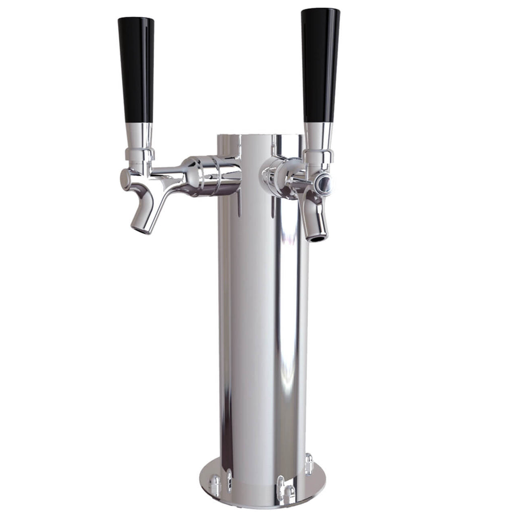 Stainless Steel Cylinder Beer Tower - Dual Tap (Air Chilled)