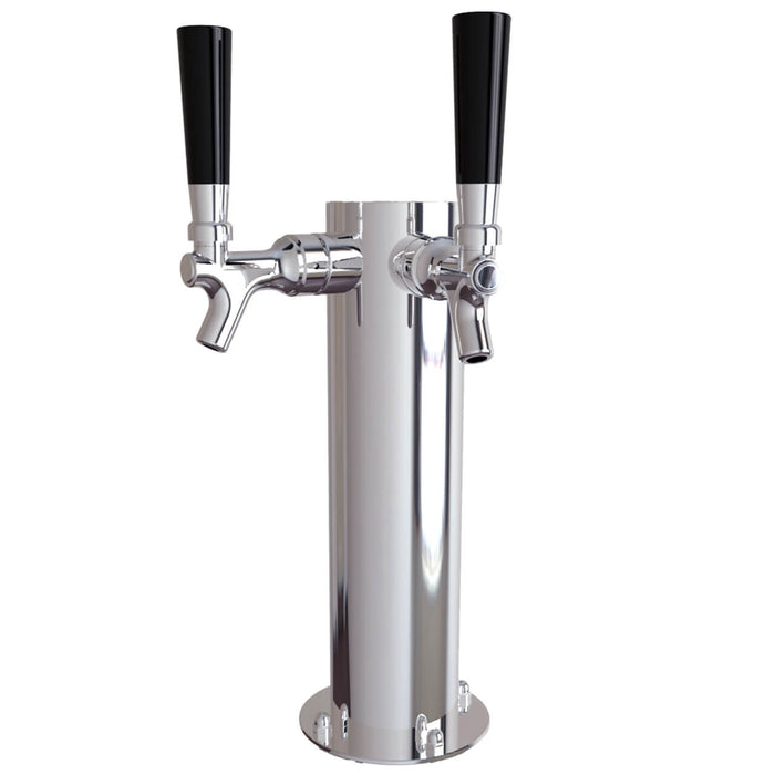 Stainless Steel Cylinder Beer Tower - Dual Tap (Glycol Chilled) Chrome   - Toronto Brewing