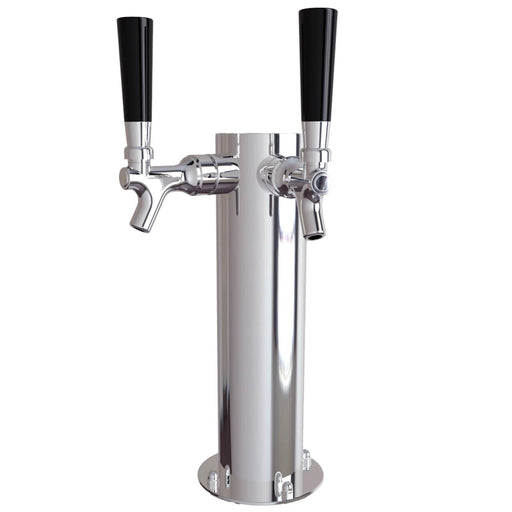 Stainless Steel Cylinder Beer Tower - Dual Tap (Air Chilled) Chrome   - Toronto Brewing