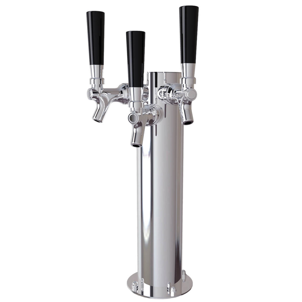 Stainless Steel Cylinder Beer Tower - Triple Tap (Air Chilled)