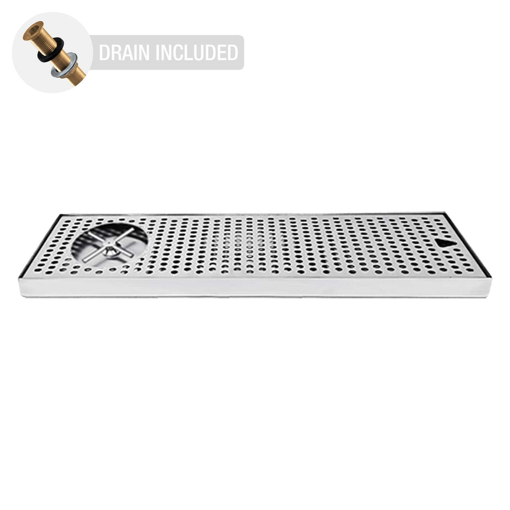 Countertop Drip Tray | Stainless Steel with Side Rinser (20" x 7")