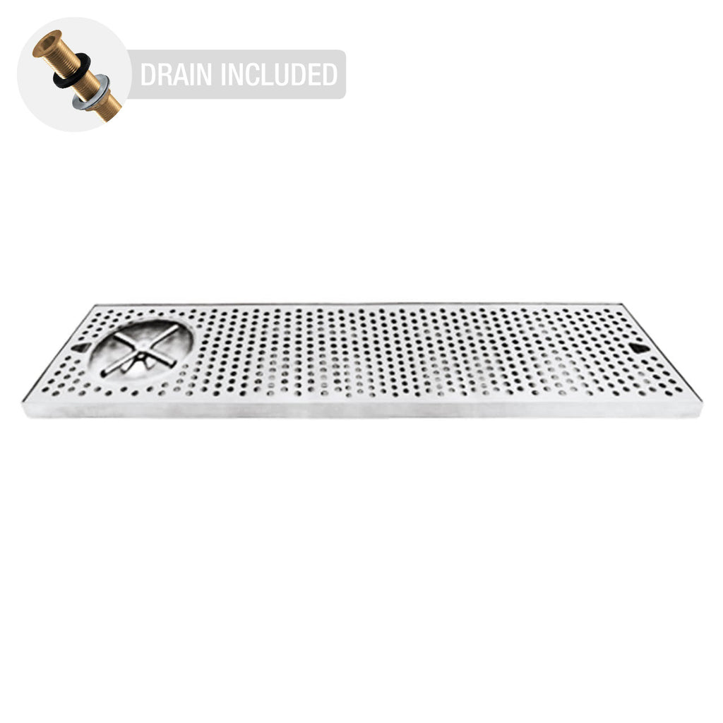 Countertop Drip Tray | Stainless Steel with Side Rinser (30" x 7")