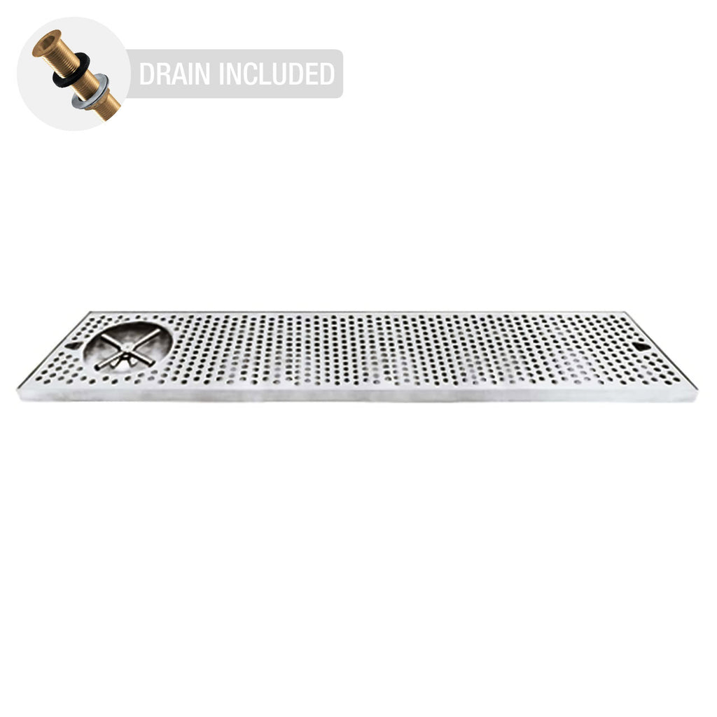 Countertop Drip Tray | Stainless Steel with Side Rinser (36" x 7")