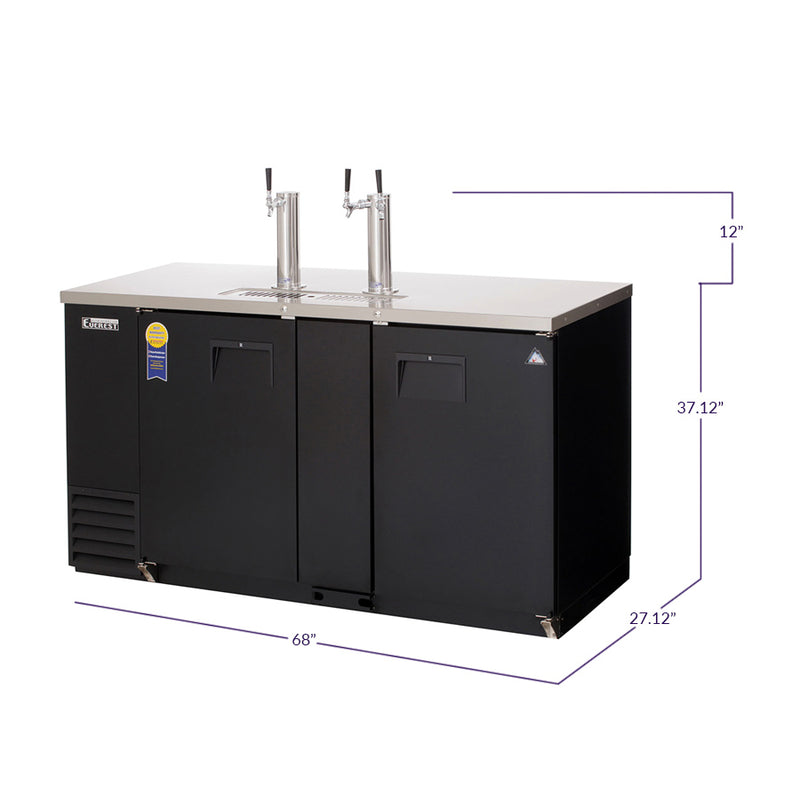 Everest 68" Wide Triple Tap Black Commercial Kegerator