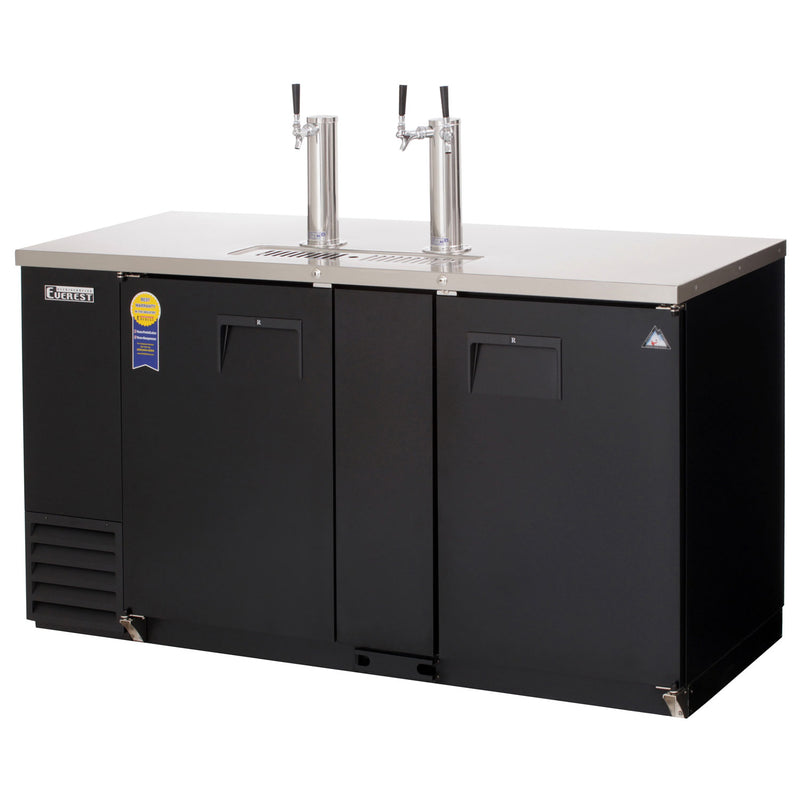 Everest 68" Wide Triple Tap Black Commercial Kegerator