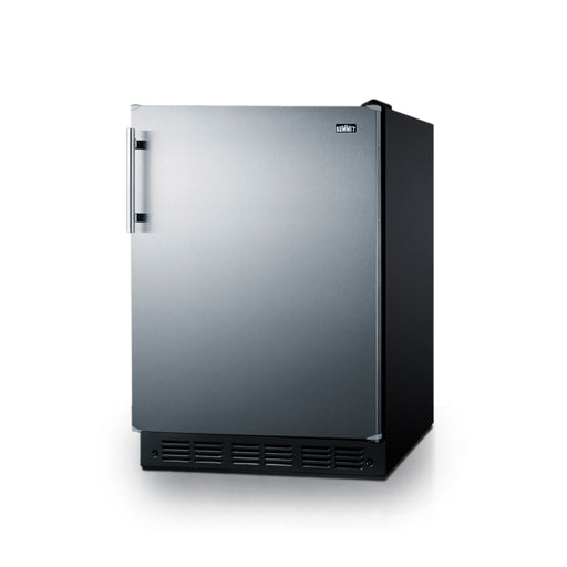 Summit | 24" Wide All-Refrigerator (FF6BK2SS) Stainless Steel Door/Black Cabinet/Black Interior (FF6BK2SSLHD)   - Toronto Brewing