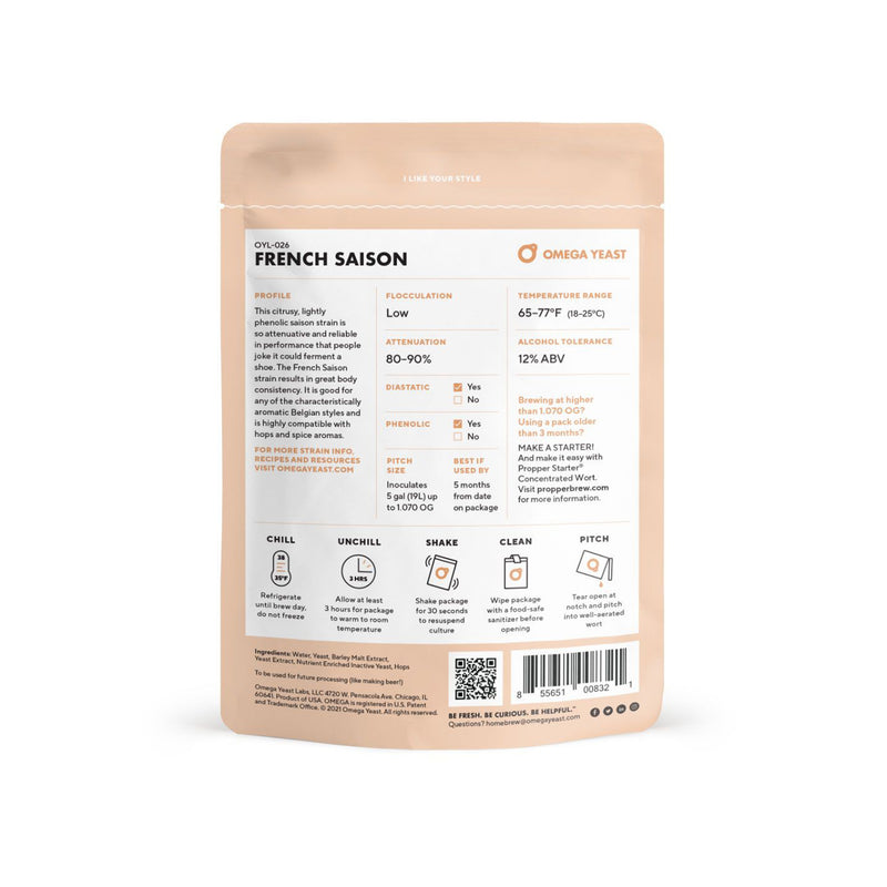 Omega Yeast Labs | OYL-026 - French Saison    - Toronto Brewing