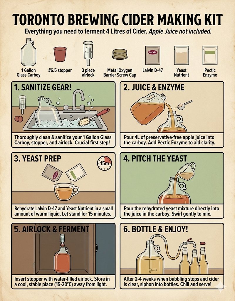 Beginner Cider Equipment Making Kit | 1 Gallon/4 Litres